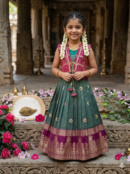 Kids Gown with Coat - Green