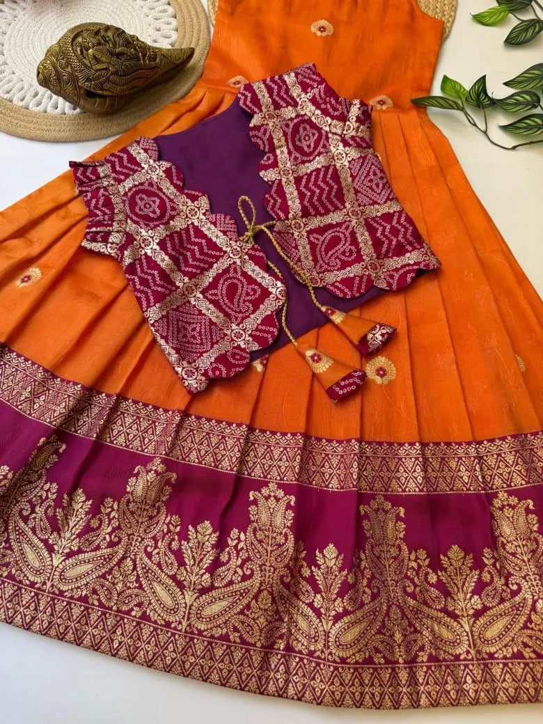 Kids Gown with Coat - Orange