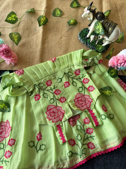 Summer Friendly Kota  Cross Stitch Work Gown - Pista