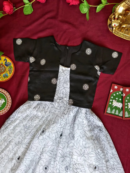 Kids Black & White Gown with Coat