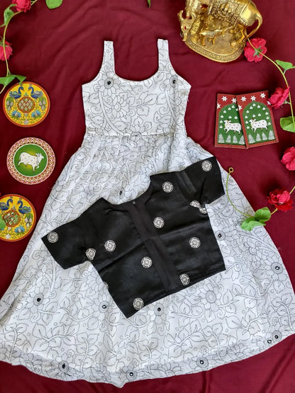 Kids Black & White Gown with Coat