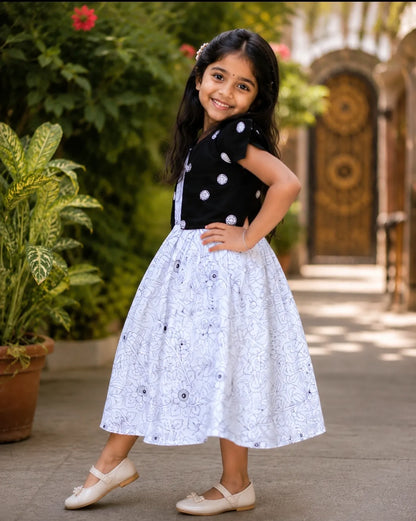 Kids Black & White Gown with Coat