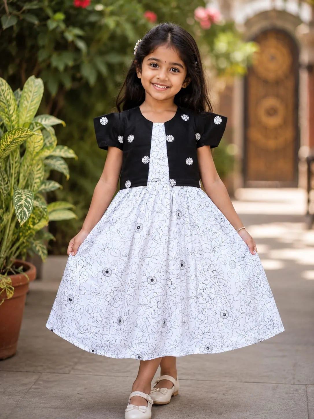 Kids Black & White Gown with Coat