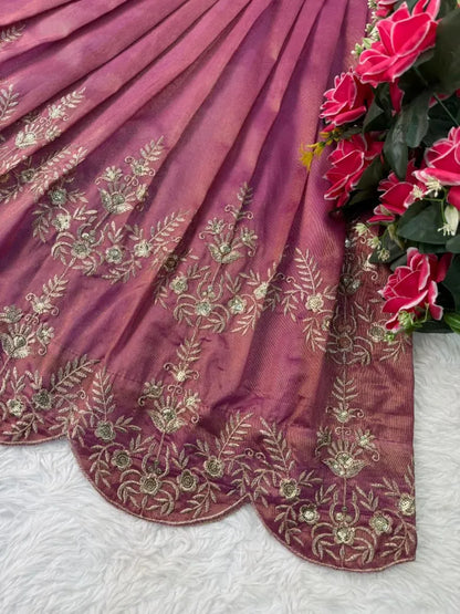 Kids Embroidery Sequence Work Gown with Coat - Pink