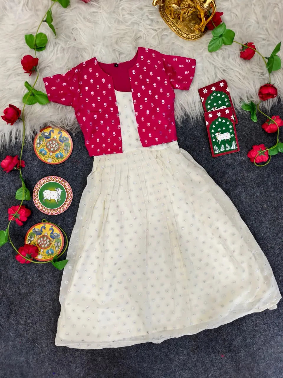 Off-White Zari Butti Kids Dress