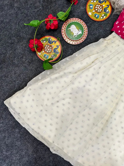 Off-White Zari Butti Kids Dress