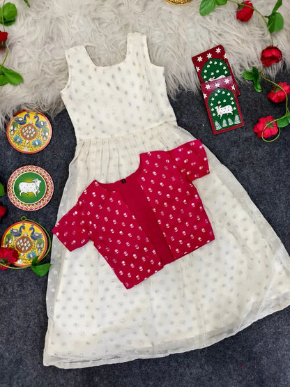 Off-White Zari Butti Kids Dress