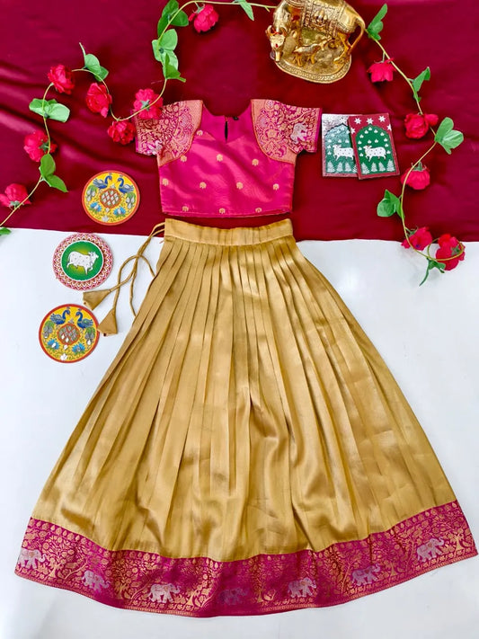 Golden Silk Tissue Kids Skirt & Top Set