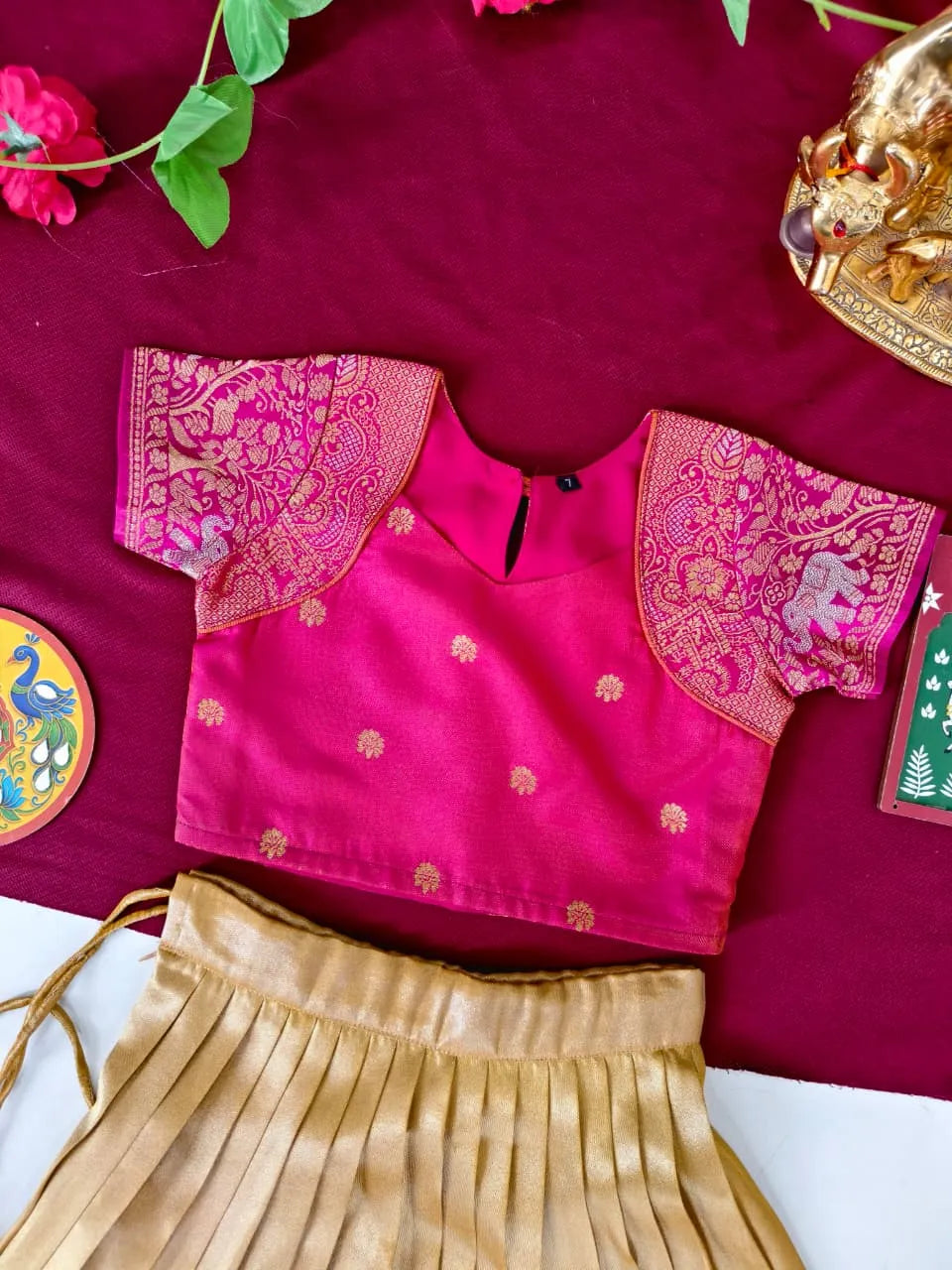 Golden Silk Tissue Kids Skirt & Top Set