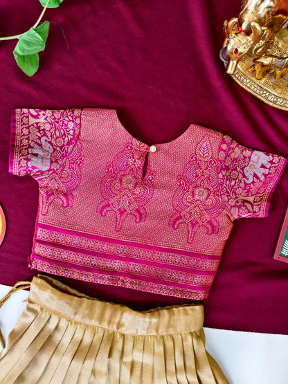 Golden Silk Tissue Kids Skirt & Top Set