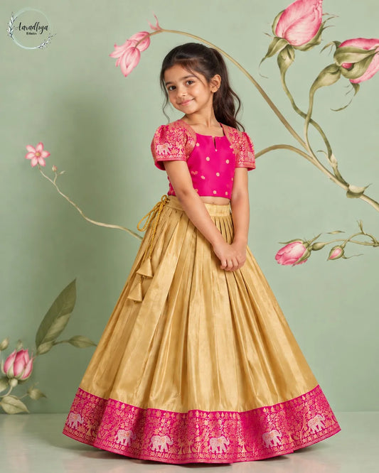 Golden Silk Tissue Kids Skirt & Top Set
