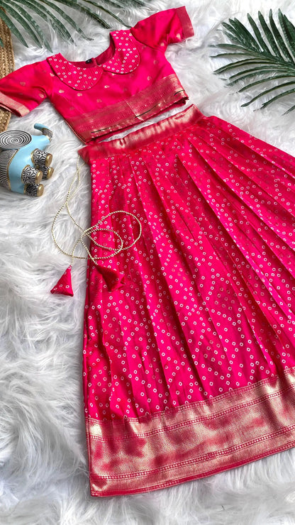 Kids Radha Krishna Lehenga Choli - Rani Pink