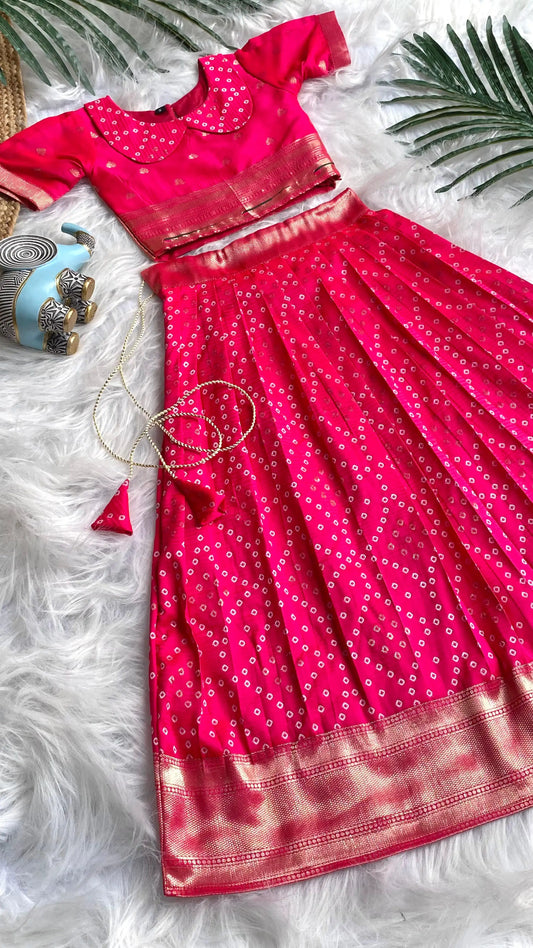 Kids Radha Krishna Lehenga Choli - Rani Pink
