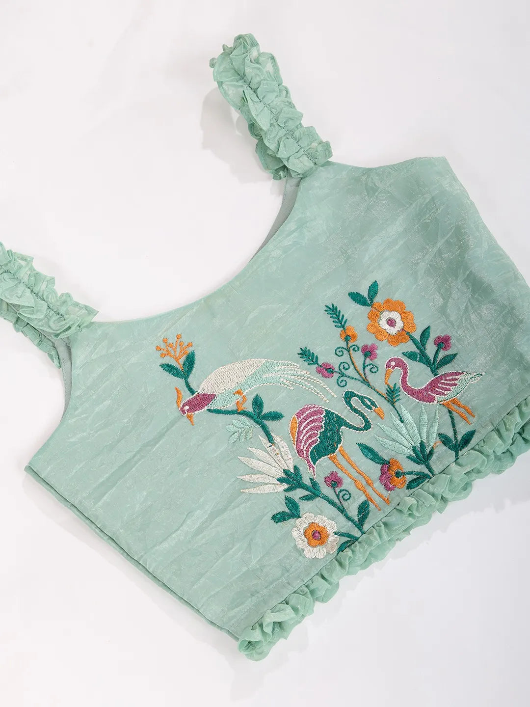 Kids Gold Crush Skirt Set with Bird Motif - Aqva