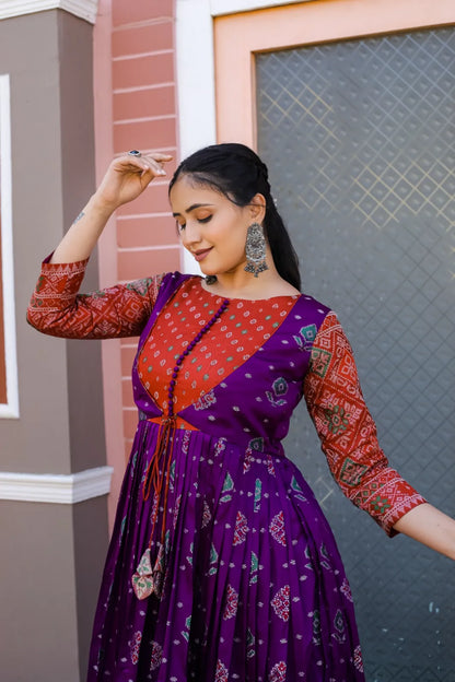 Patola Anarkali Ethnic Gown - Purple