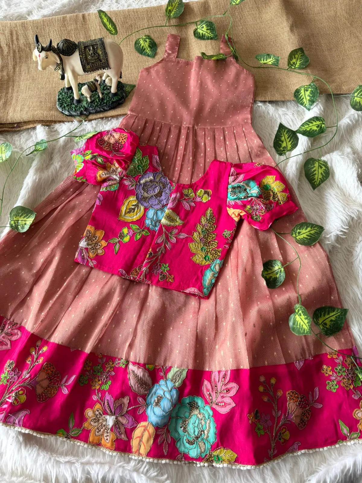 Kids Premium Salsa Gown Set- Blush Pink