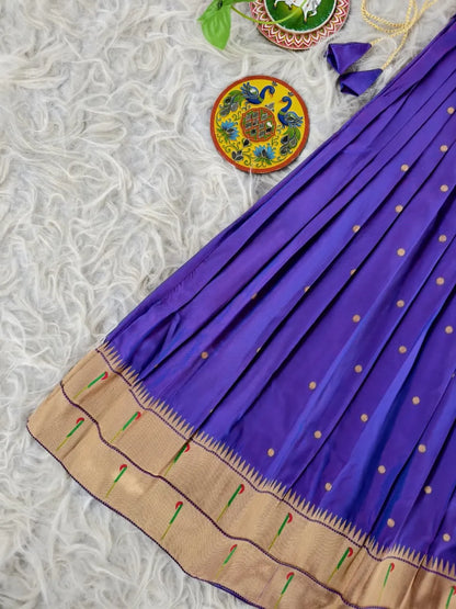 Paithani Zari Kids Skirt & Top Set- Blue
