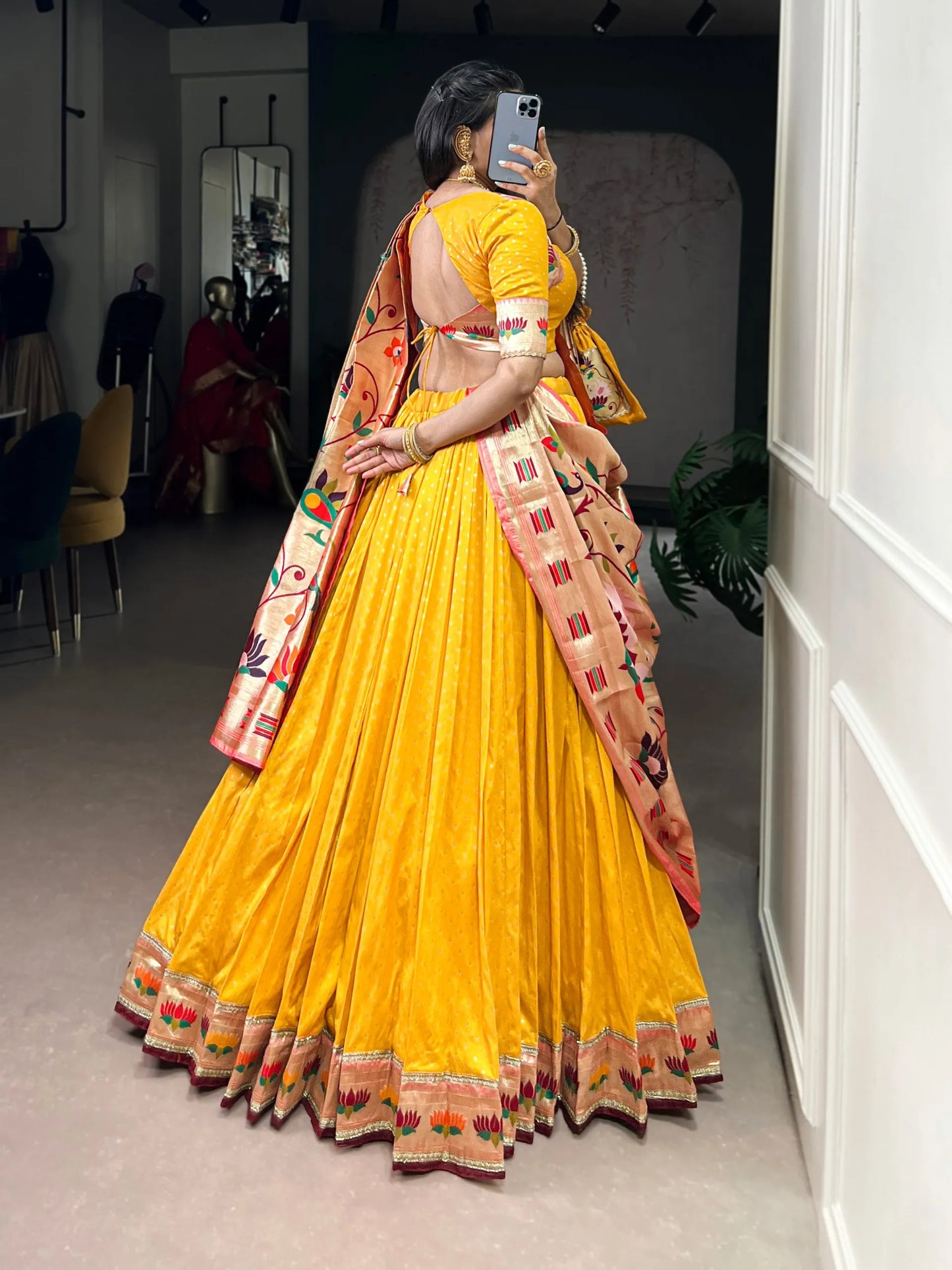 Traditional Maharashtrian Paithani Lehenga Choli for Wedding - Mango