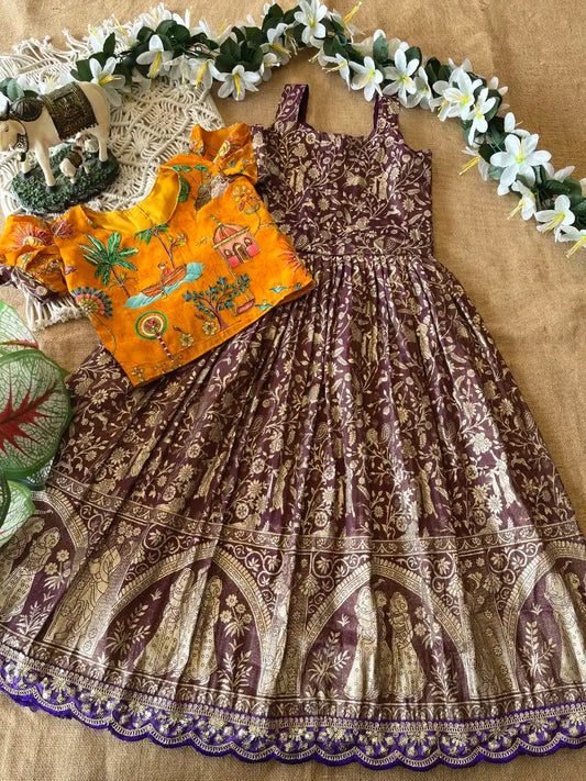 Tissue Silk Natural Crepe Position Gown - Purple