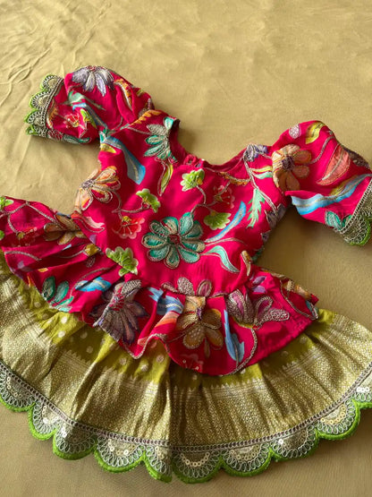Position Printed Floral Gown - Rani Pink