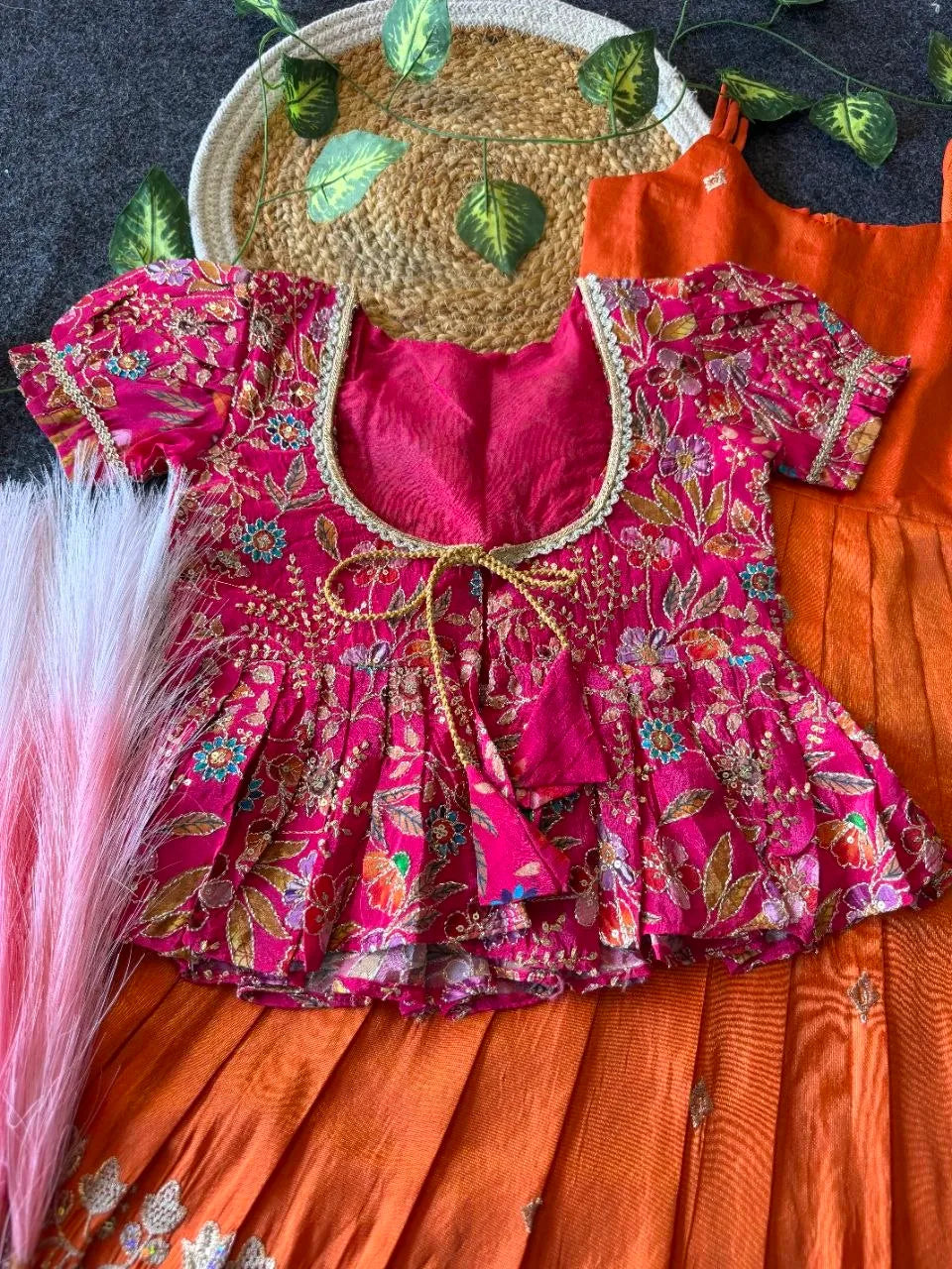 Little Bloom Princess Gown Set with Coat - Orange