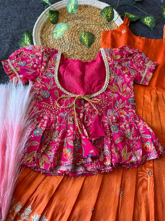 Little Bloom Princess Gown Set with Coat - Orange