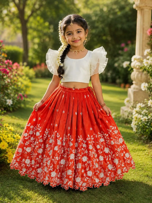 Pinkaa-Oranjaa Kids Lehenga-choli - Orange