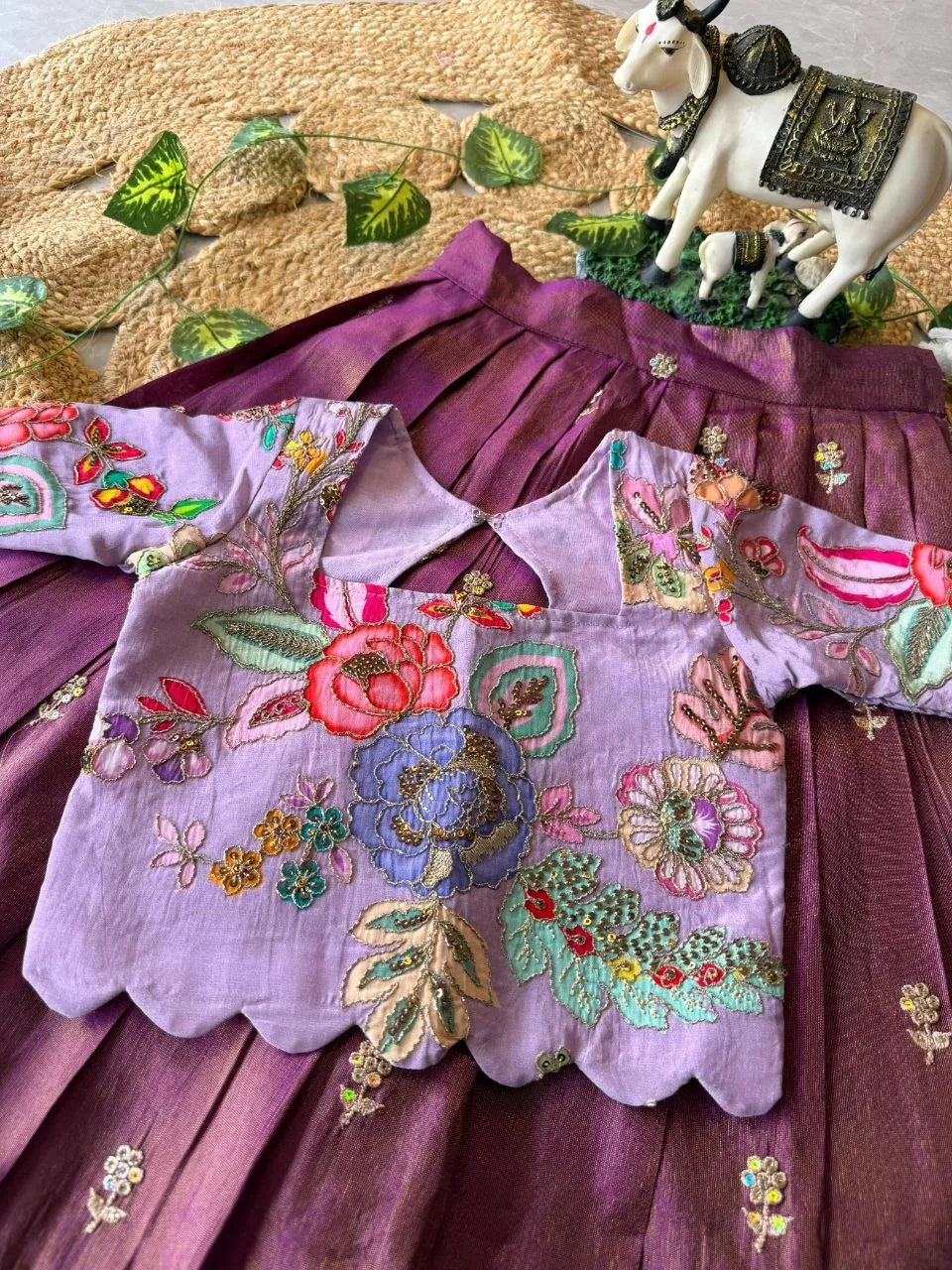 Kids Rainbow Work Designer Lehenga - Lilac & Purple