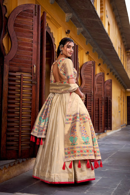 South Indian Marathi Style Paithani Lehenga Choli - Red