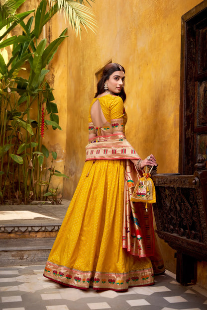 Traditional Maharashtrian Paithani Lehenga Choli for Wedding - Mango