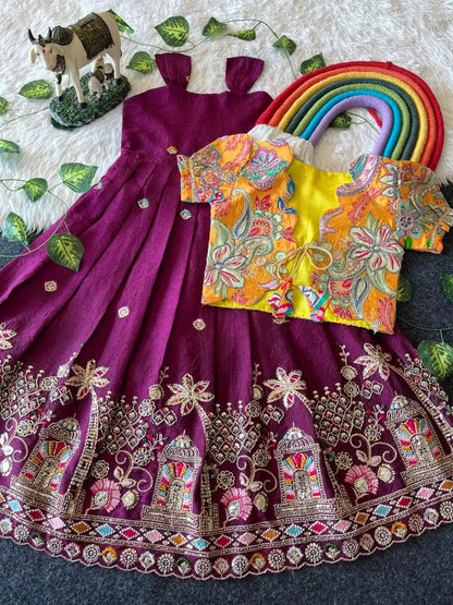 Temple Garden Designer Kids Festive Gown Set - Wine