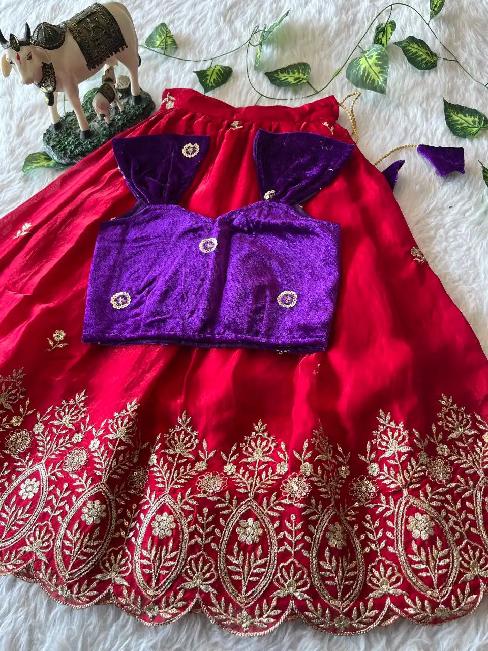 Royal Velvet Kids Lehenga Set - Purple & Pink