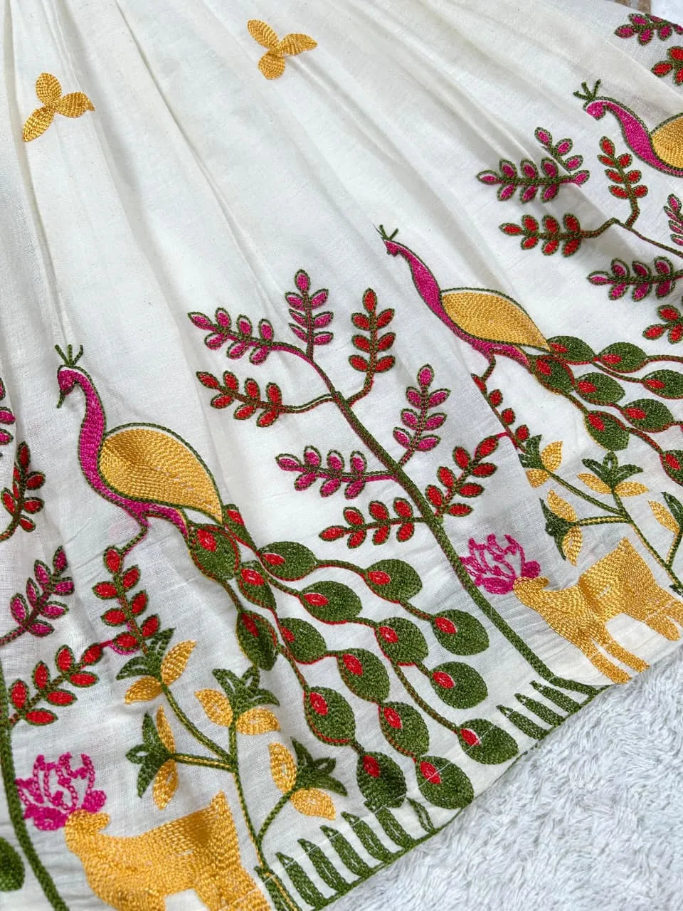 Kids Peacock Cotton Summer Embroidery Lehenga