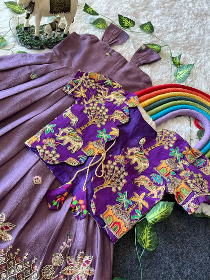 Temple Garden Designer Kids Festive Gown Set - Lavender