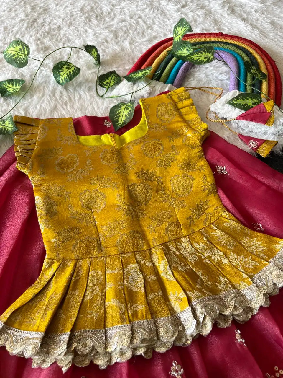 Elephant Garden – Kids Festive Lehenga Set - Pink