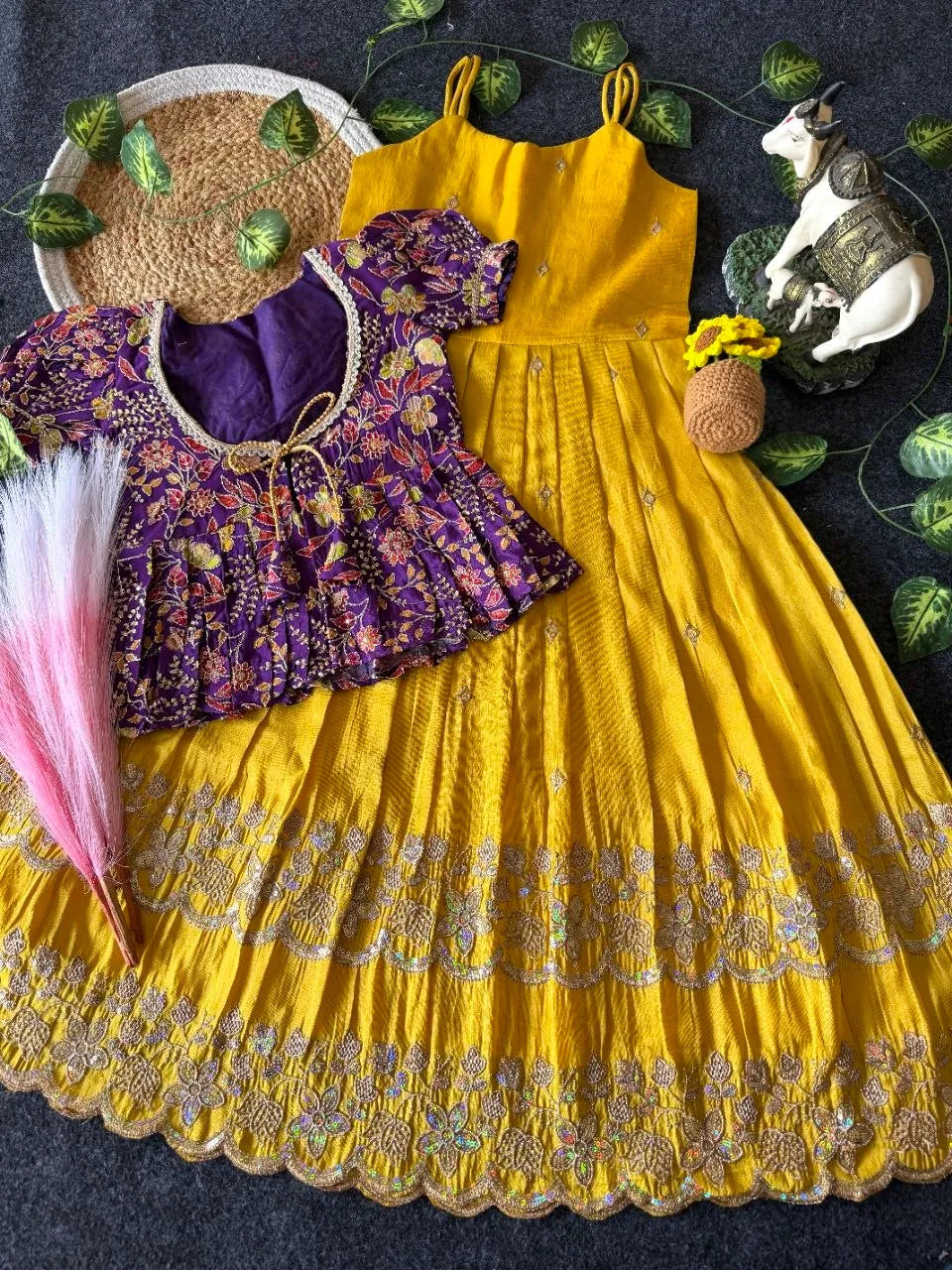 Little Bloom Princess Gown Set with Coat - Yellow