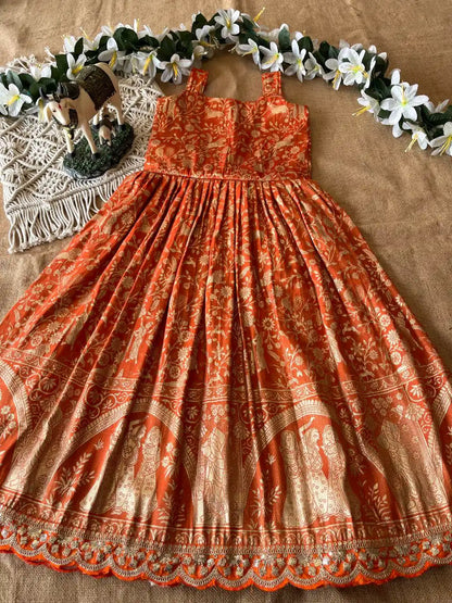Tissue Silk Natural Crepe Position Gown - Orange