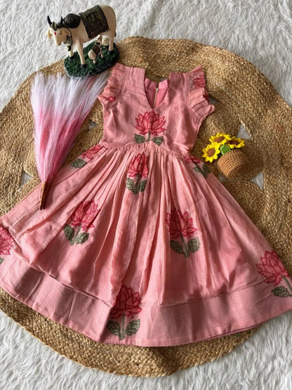 Lotus Girls Short Gown - Pink