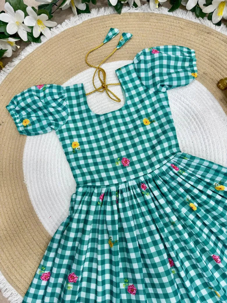 Mul-Chanderi Summer Kids Frock Collection - Green