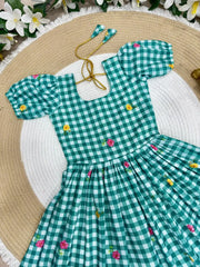 Mul-Chanderi Summer Kids Frock Collection - Green