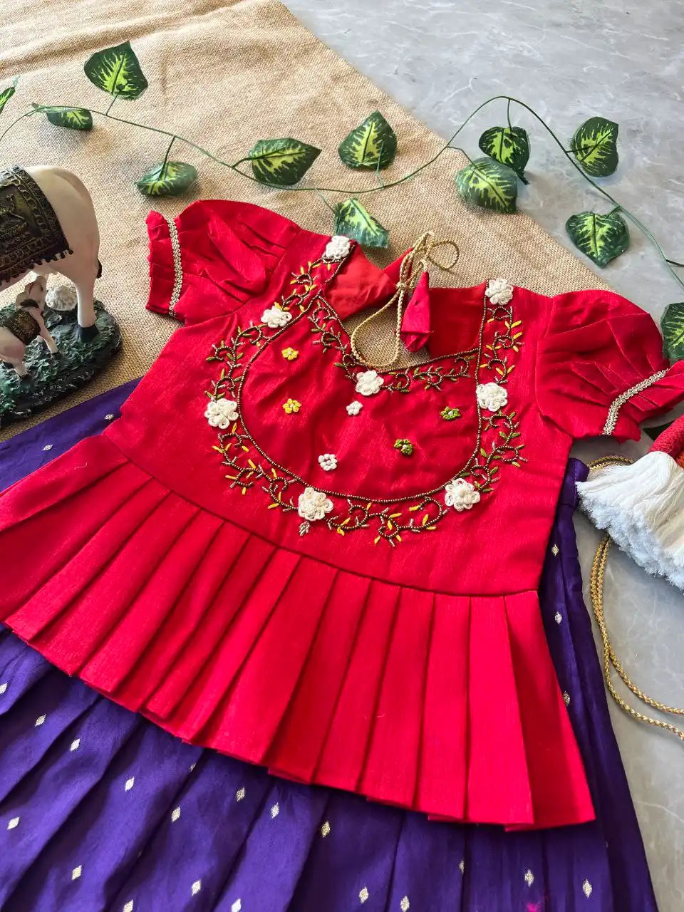 Flamingo Paithani Traditional Kids Lehenga - Purple