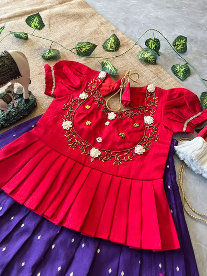 Flamingo Paithani Traditional Kids Lehenga - Purple
