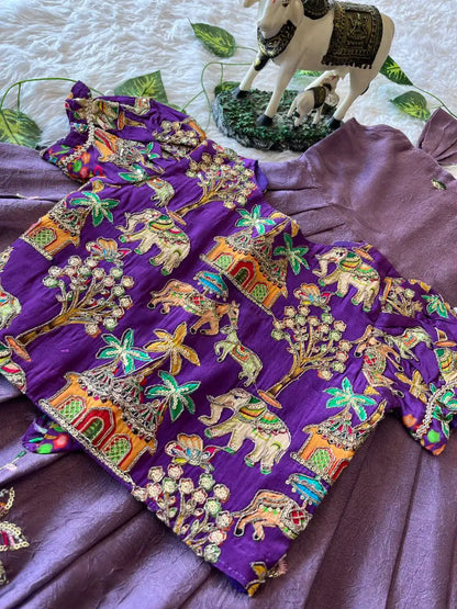 Temple Garden Designer Kids Festive Gown Set - Lavender