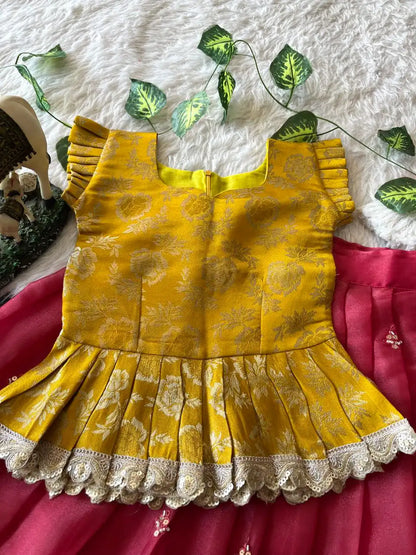 Elephant Garden – Kids Festive Lehenga Set - Pink