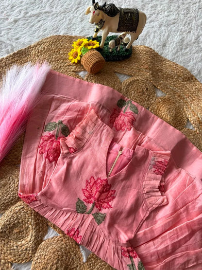 Lotus Girls Short Gown - Pink