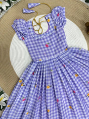 Mul-Chanderi Summer Kids Frock Collection - Lavender