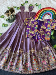 Temple Garden Designer Kids Festive Gown Set - Lavender