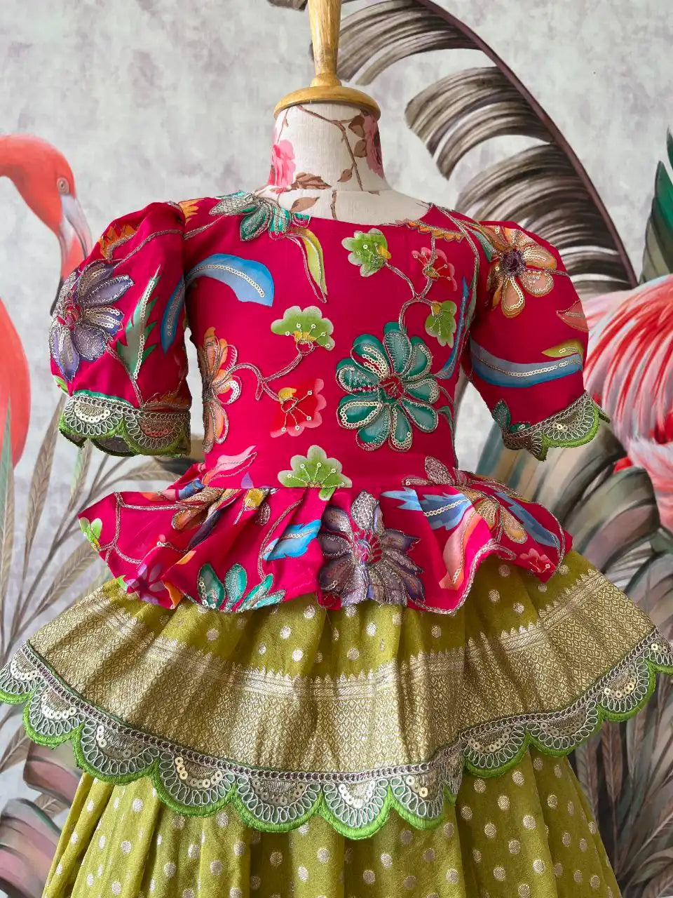 Position Printed Floral Gown - Rani Pink