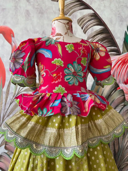 Position Printed Floral Gown - Rani Pink