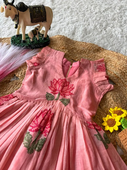 Lotus Girls Short Gown - Pink